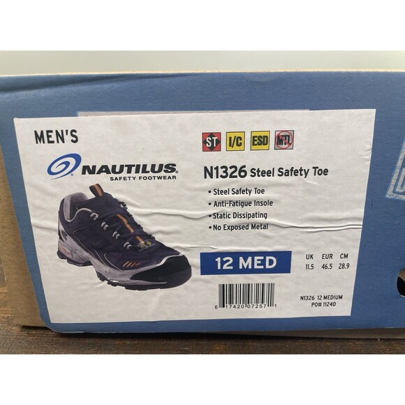 Nautilus N1326 Men’s Steel Toe ESD Work Shoes Size 12 Medium – Navy/Gray New - Picture 12 of 12